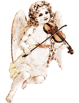 Vintage Angel Playing Violin PNG Image