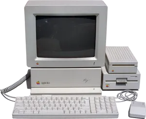 Vintage Apple I Igs Computer Setup PNG Image