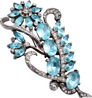 Vintage Aquamarine Crystal Brooch PNG Image