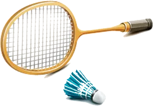 Vintage Badminton Racketand Shuttlecock PNG Image