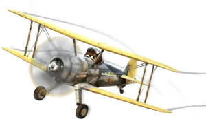 Vintage Biplane In Flight PNG Image