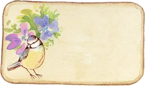 Vintage Birdand Floral Watercolor Card PNG Image