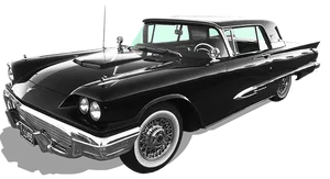 Vintage Black Cadillac Side View PNG Image