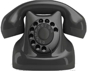 Vintage Black Rotary Phone PNG Image