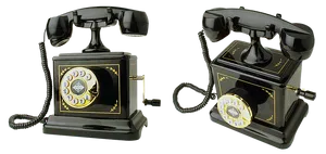Vintage Black Rotary Telephones PNG