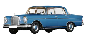 Vintage Blue Mercedes Benz Side View PNG Image