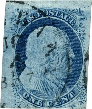 Vintage Blue One Cent Stamp PNG Image