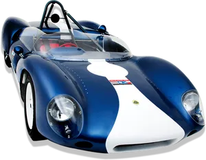 Vintage Blue Race Car Isolated PNG Image