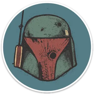 Vintage Boba Fett Helmet Illustration PNG Image