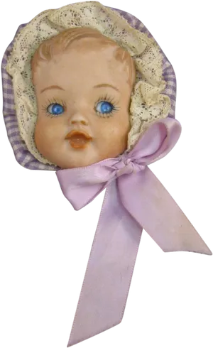 Vintage Bonnet Doll Head PNG Image