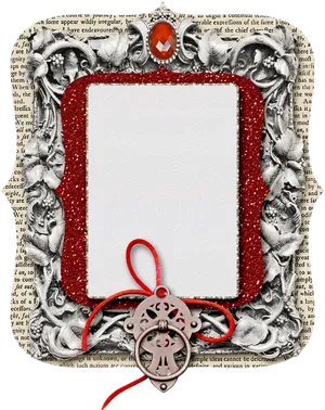 Vintage Book Framewith Jewel Embellishment PNG Image