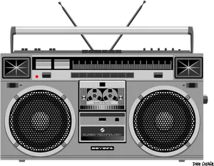 Vintage Boombox Illustration PNG Image