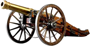 Vintage Brass Cannonon Wheels PNG Image