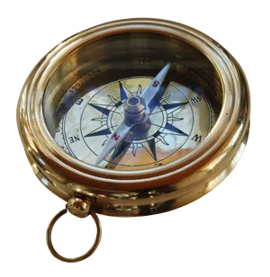 Vintage Brass Compass PNG Image