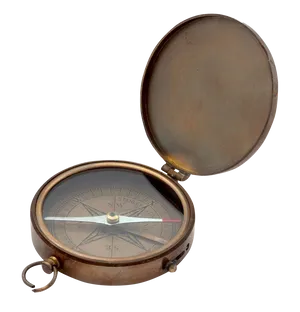 Vintage Brass Compasswith Lid PNG Image