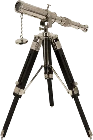 Vintage Brass Telescopeon Tripod PNG Image