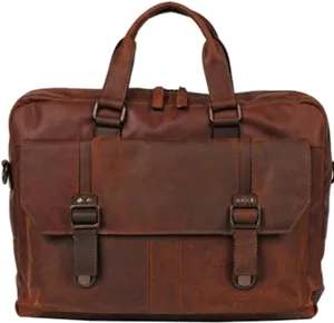 Vintage Brown Leather Briefcase PNG Image