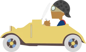 Vintage Car Animated Character Driving PNG Image