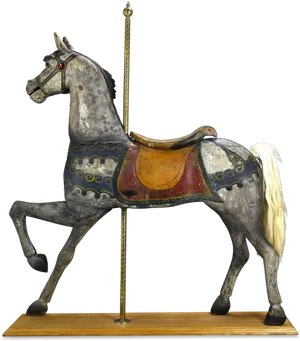 Vintage Carousel Horse Figurine PNG Image