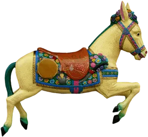 Vintage Carousel Horse Figurine PNG Image