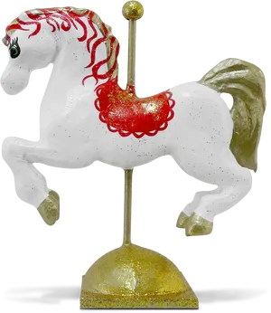 Vintage Carousel Horse Figurine PNG Image