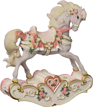 Vintage Carousel Horse Figurine.png PNG Image