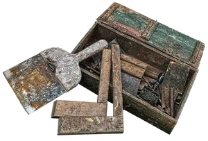 Vintage Carpentry Toolsin Wooden Box PNG Image