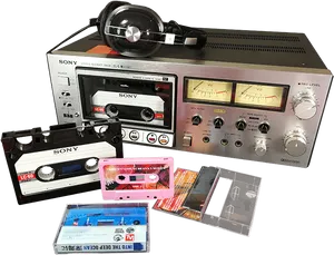 Vintage Cassette Tape Collectionand Player PNG Image