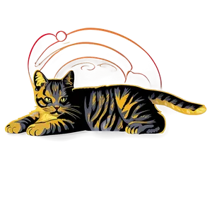 Vintage Cat Artwork Vector Png Ete65 PNG Image