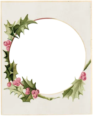 Vintage Christmas Holly Frame PNG Image