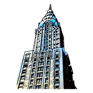 Vintage Chrysler Building Illustration Png 06252024 PNG Image