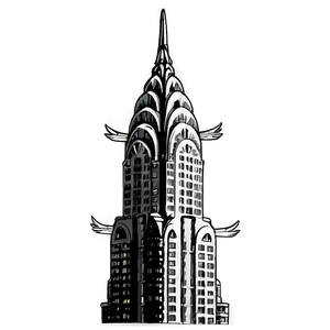 Vintage Chrysler Building Illustration Png 06252024 PNG Image