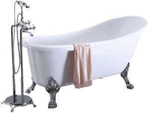 Vintage Clawfoot Bathtubwith Standing Faucet PNG Image