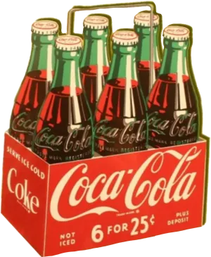 Vintage Coca Cola Bottle Pack Advertisement PNG Image