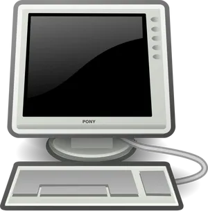 Vintage Computer Monitor Clipart PNG Image