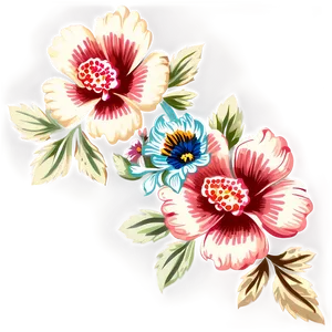 Vintage Corner Flower Motif Png Noa34 PNG Image