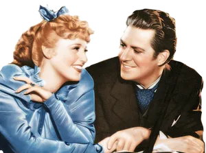 Vintage Couple Gazingat Each Other PNG Image