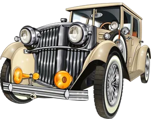 Vintage Cream Convertible Classic Car PNG Image