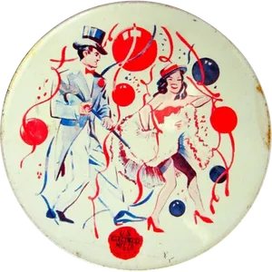 Vintage Dancing Couple Party Plate PNG Image