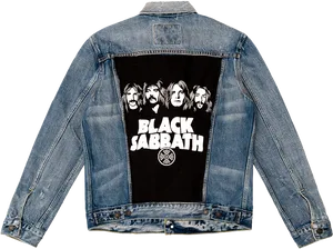 Vintage Denim Jacket Black Sabbath Patch PNG Image