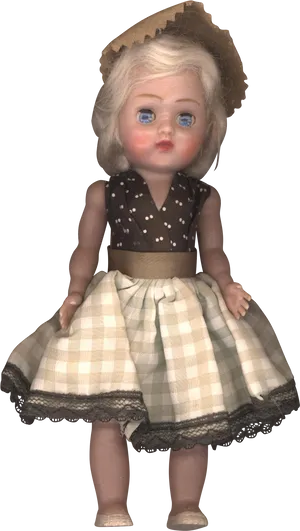 Vintage Dollin Polka Dot Dressand Hat PNG Image