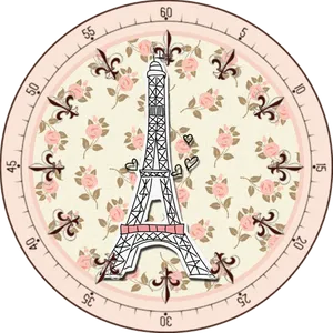 Vintage Eiffel Tower Clock Design PNG Image