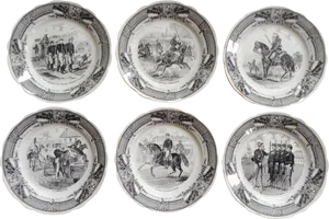 Vintage Equestrian Plates Collection PNG Image