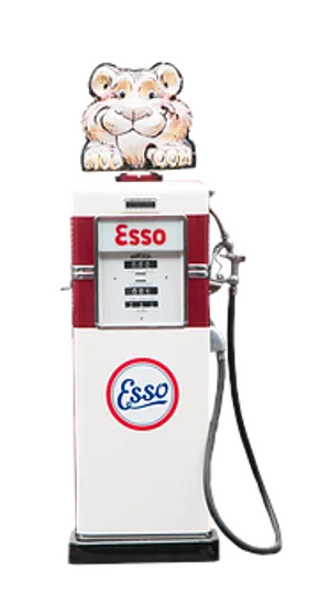 Vintage Esso Gas Pumpwith Tiger Topper PNG Image