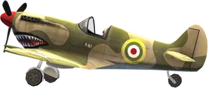 Vintage Fighter Plane Shark Mouth PNG Image