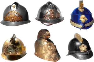 Vintage_ Firefighter_ Helmets_ Collection PNG Image