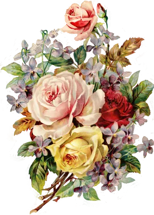 Vintage Floral Bouquet Illustration PNG Image