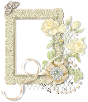 Vintage Floral Frame Design PNG Image