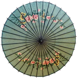 Vintage Floral Paper Umbrella PNG Image