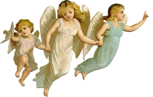 Vintage Flying Angels Illustration PNG Image